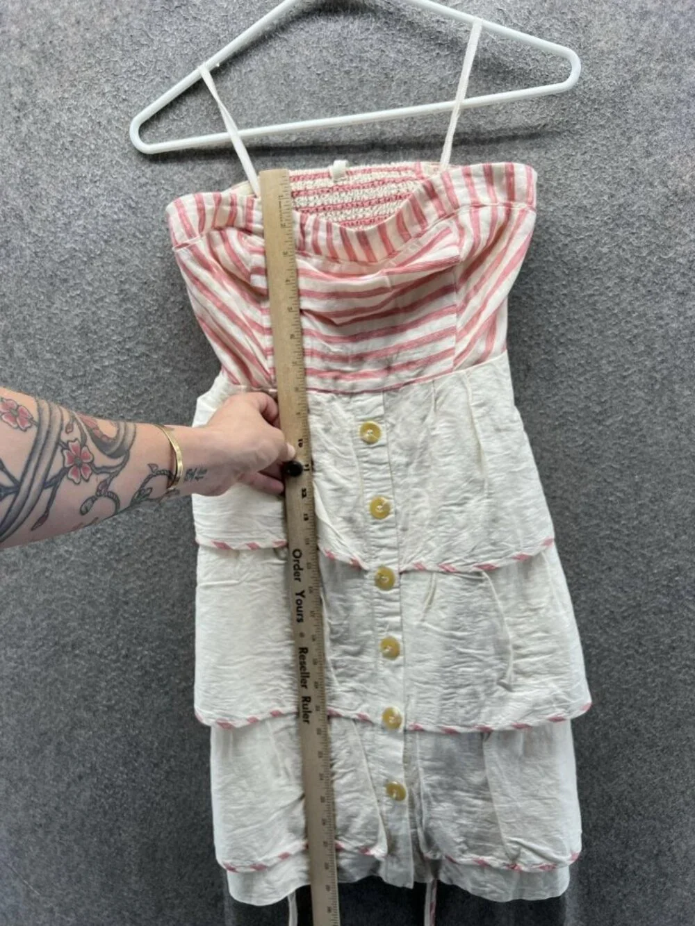 Maeve Dress Girls 6 White Striped Smocked Tiered Ruffle Sundress Button Front